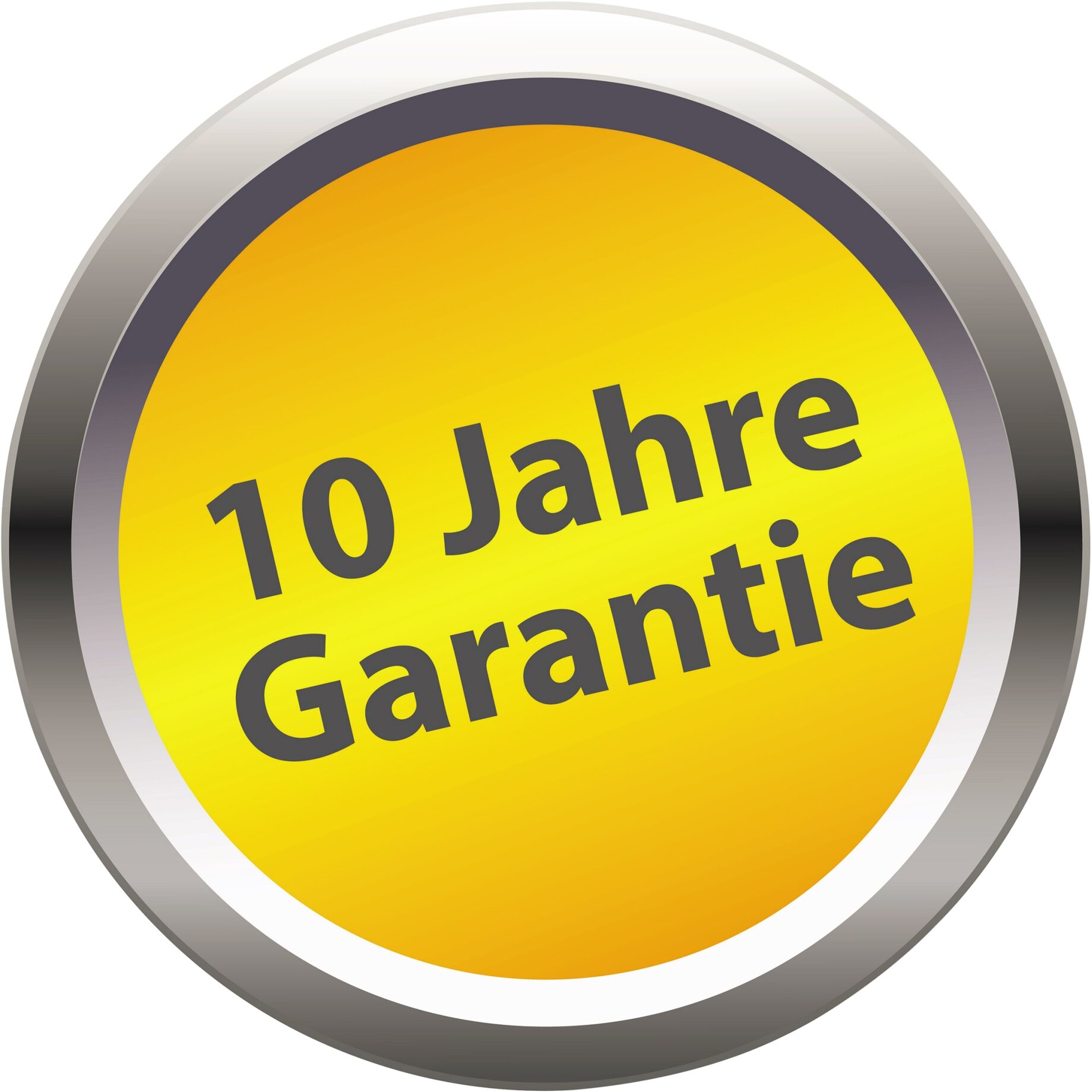 Abzeichen, Logo, Symbol, 10-Jahre-Garantie, Garantiesiegel, Gelb-Schwarz, Rundzeichen, Garantie