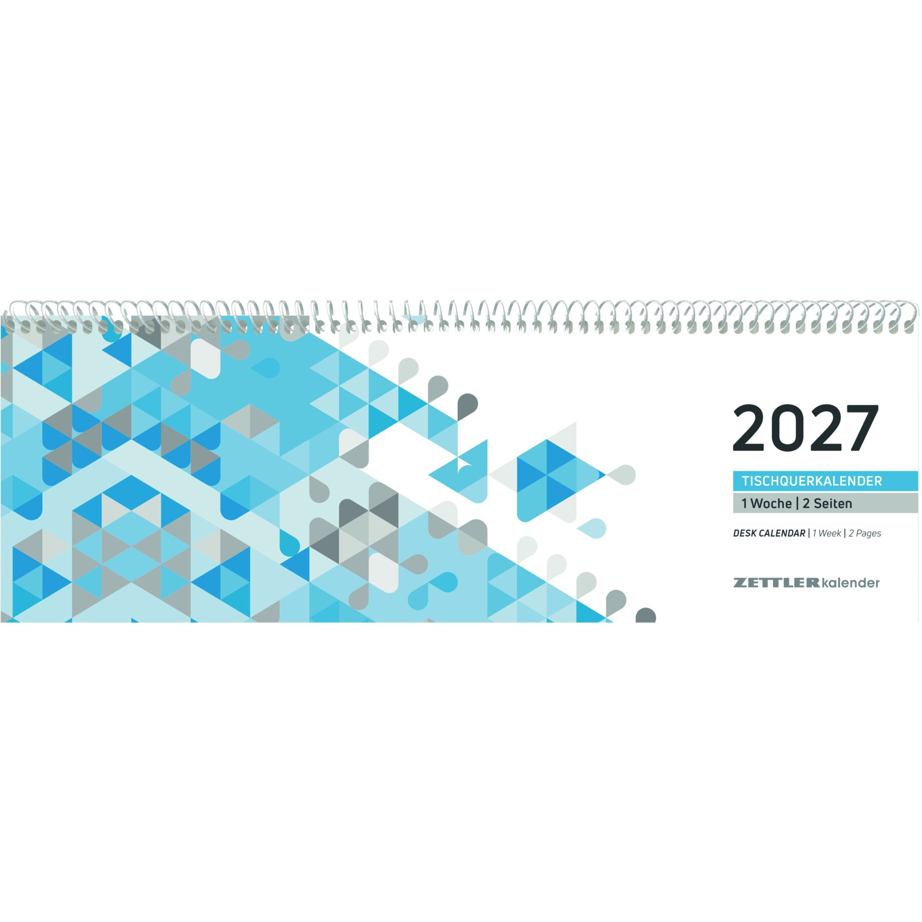Kalender, Tischkalender, Jahreskalender,  geometrisches Muster, Blau-Töne