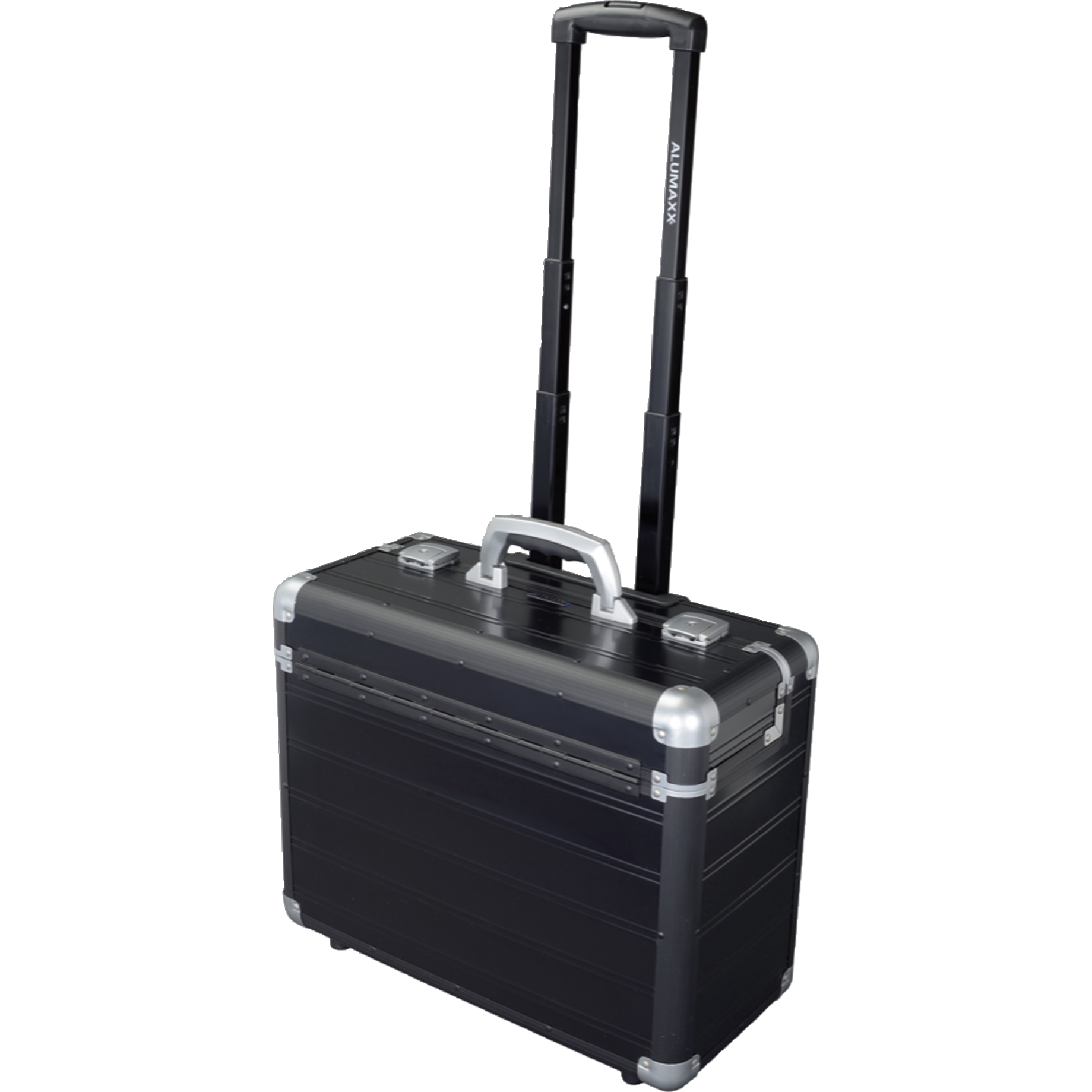 Rollkoffer, Aluminium, Schwarz, Trolley, Laptoptasche