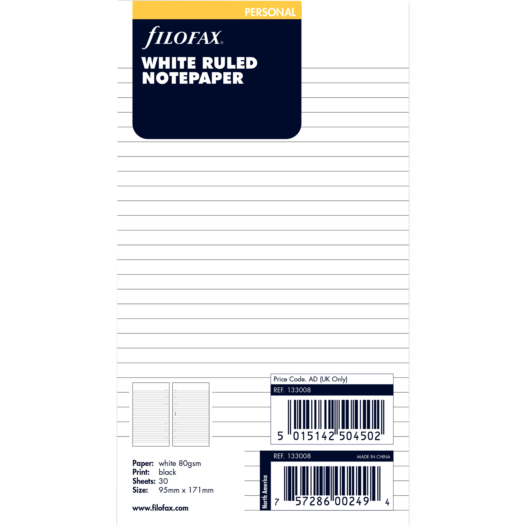 Einlagen Personal, Notizpapier liniert