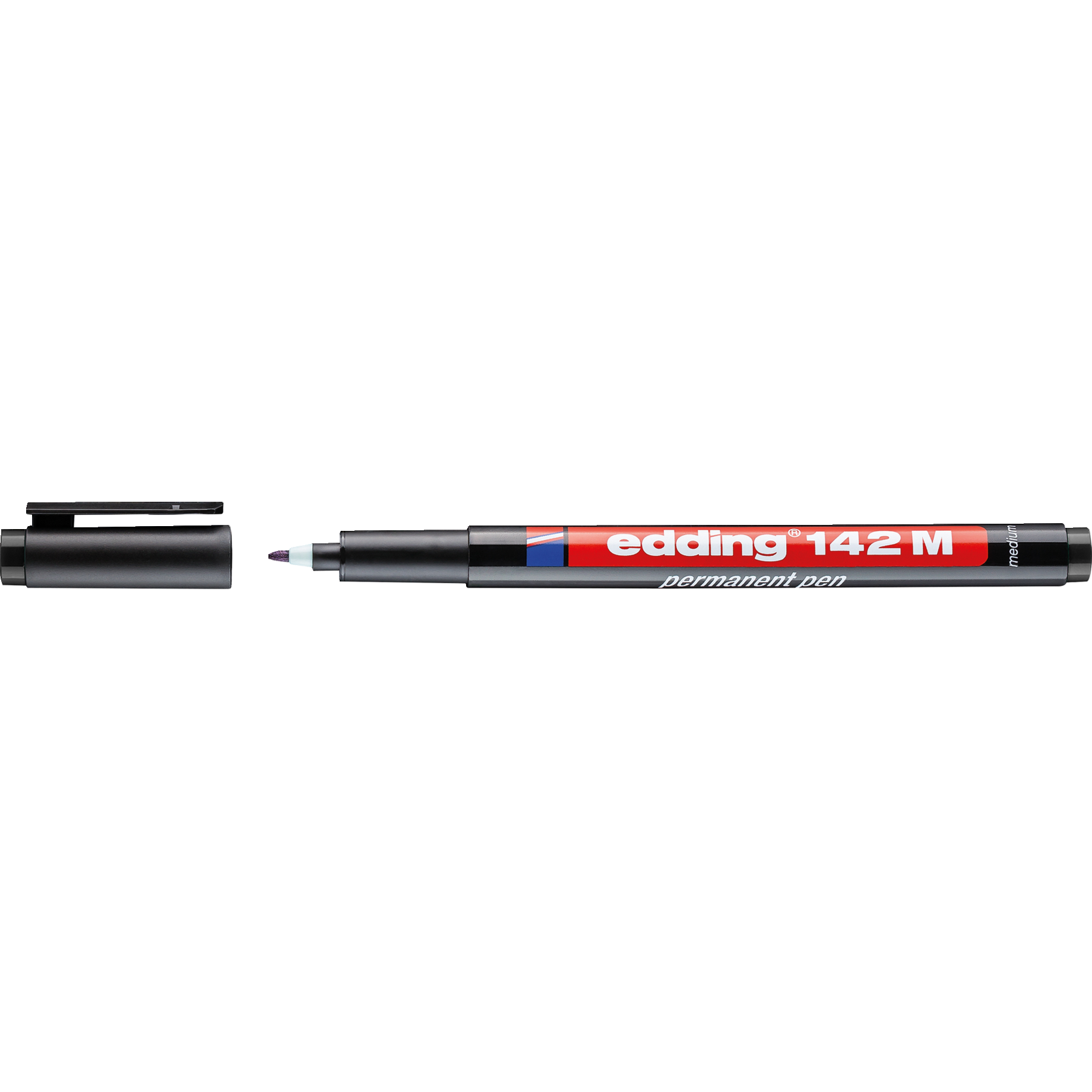 Permanentmarker, Filzstift, Edding 142M, Schwarz, Feiner Punkt