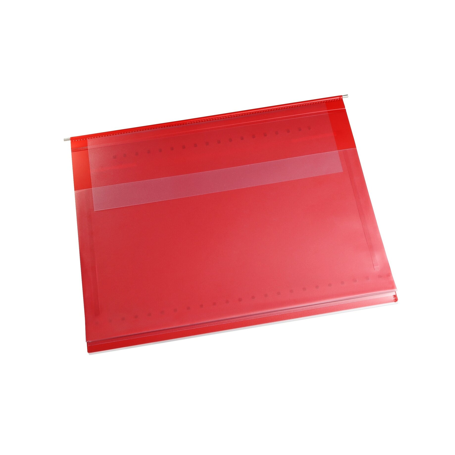 Reißverschlussmappe, Rot, Transparente Tasche, A4-Ordner, Klemmbands