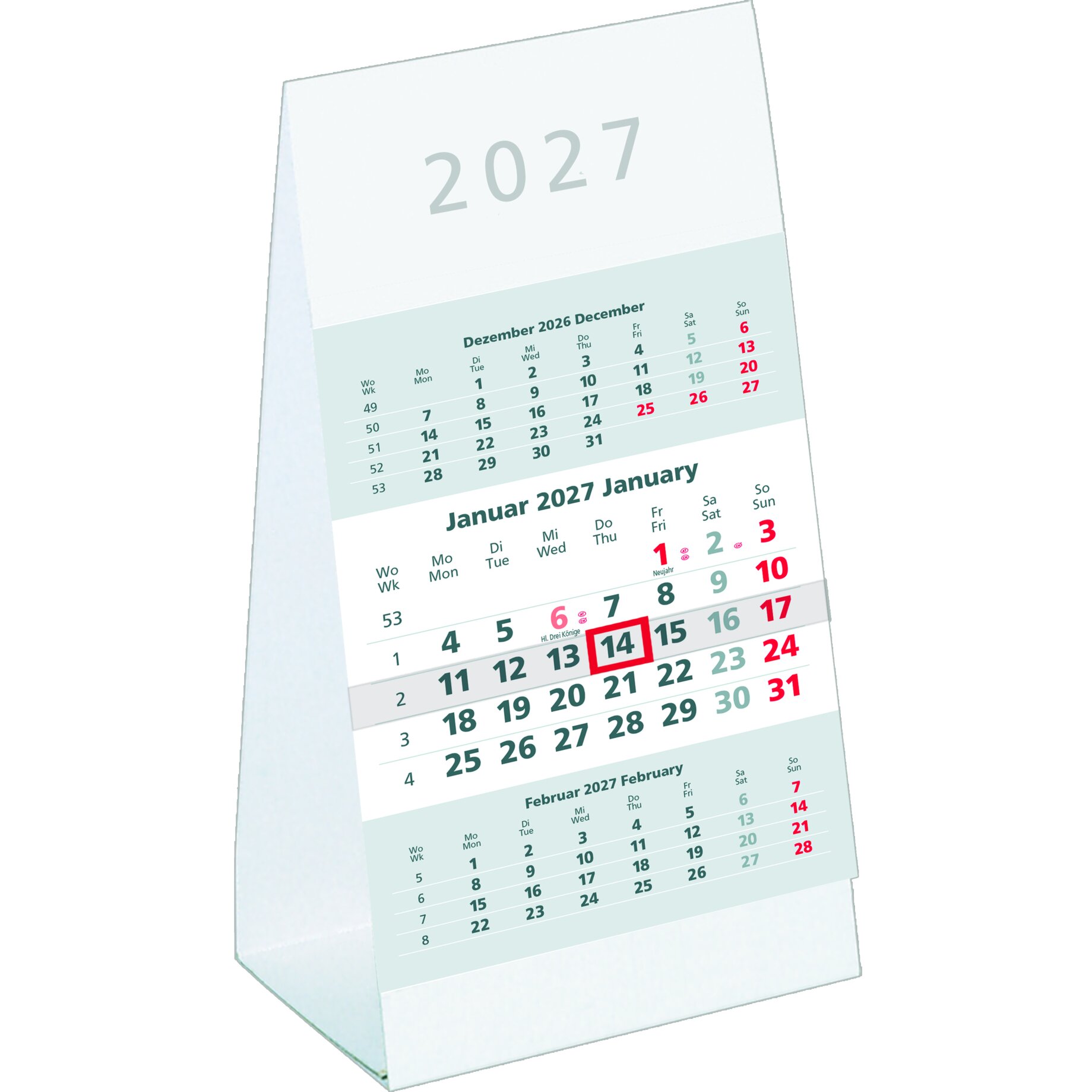 Tischkalender, Tageskalender, Kalender, Monatskalender, Januar 2027