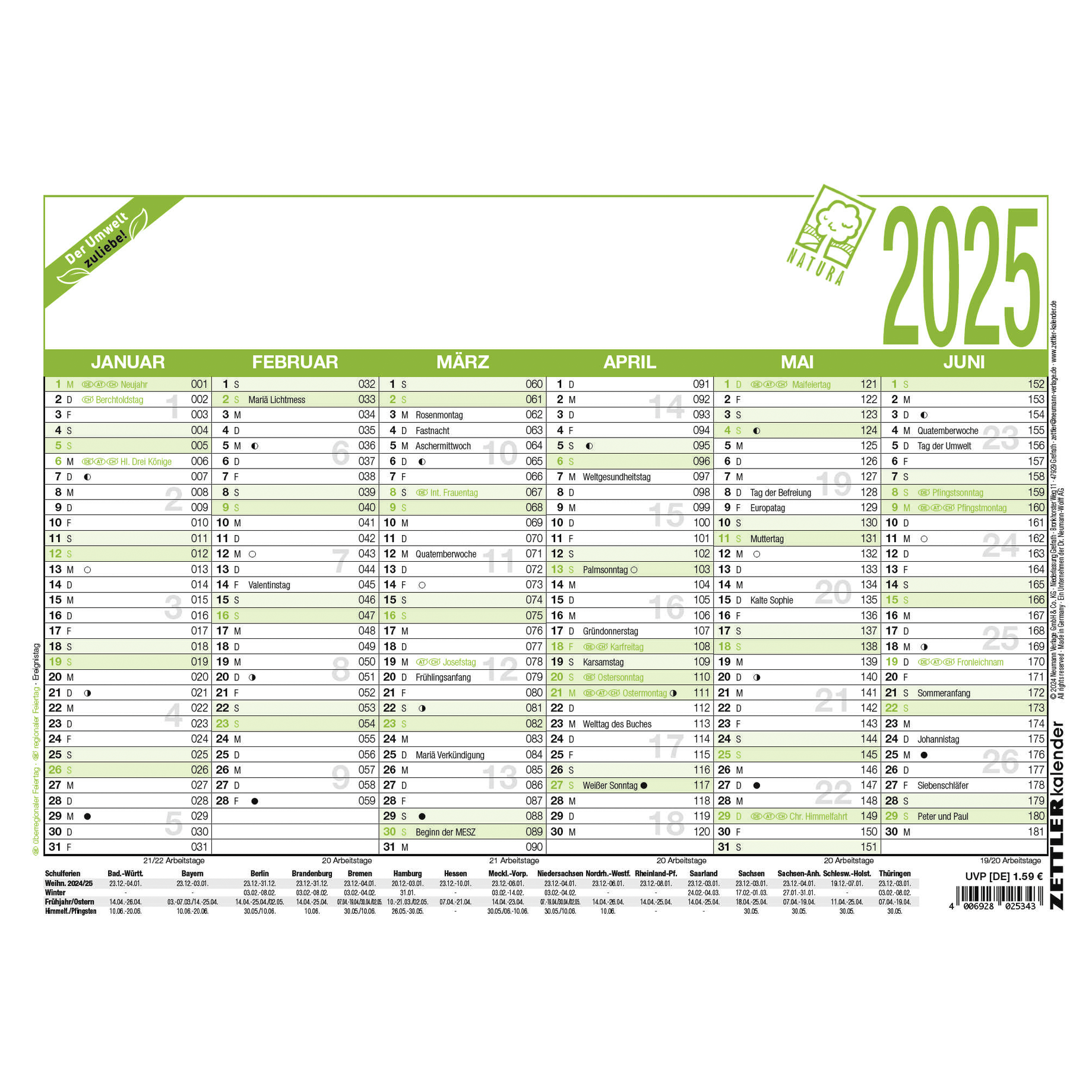 Arbeitstagekalender 907 Recycling