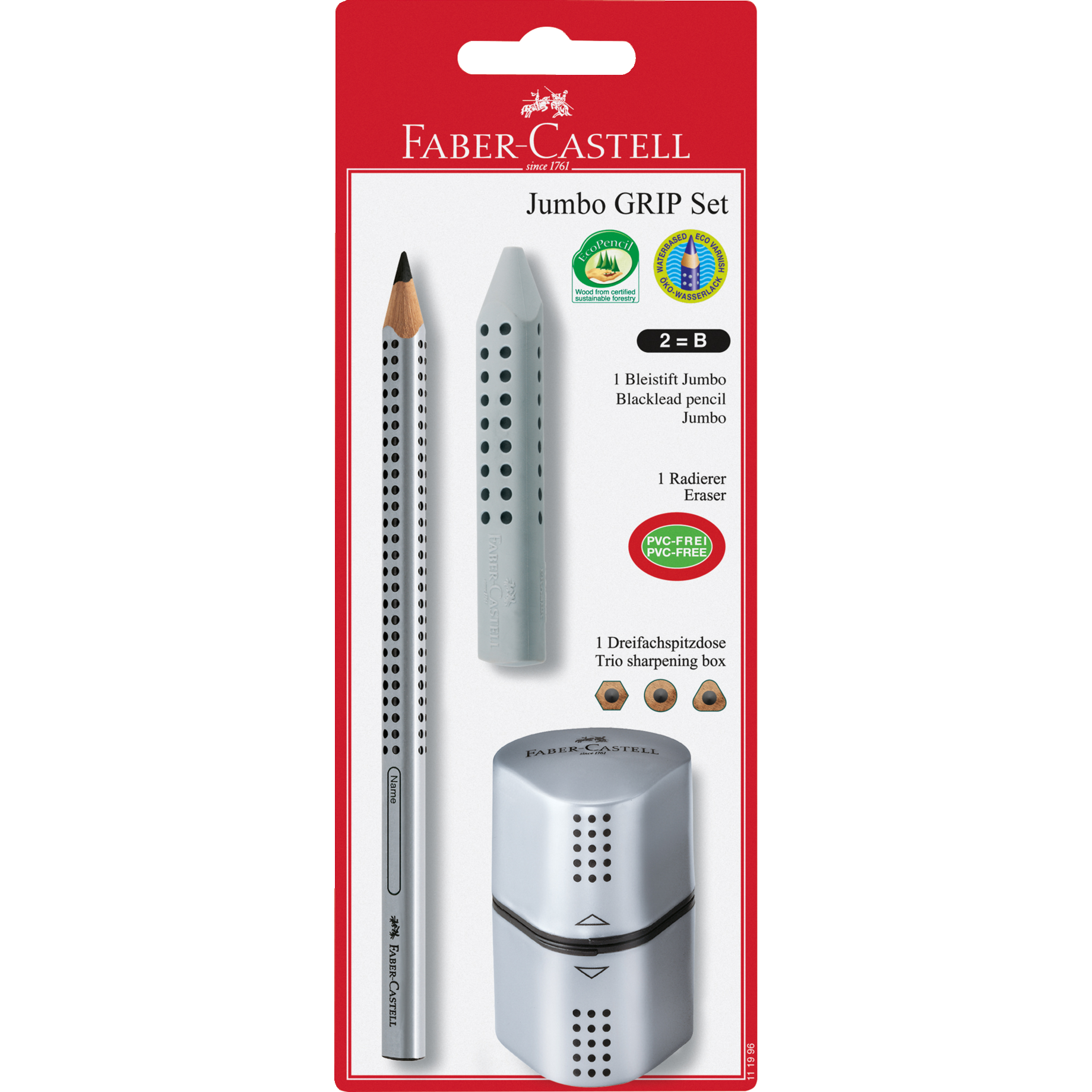 Faber-Castell Bleistiftset JUMBO GRIP +Spitzer/Radierer