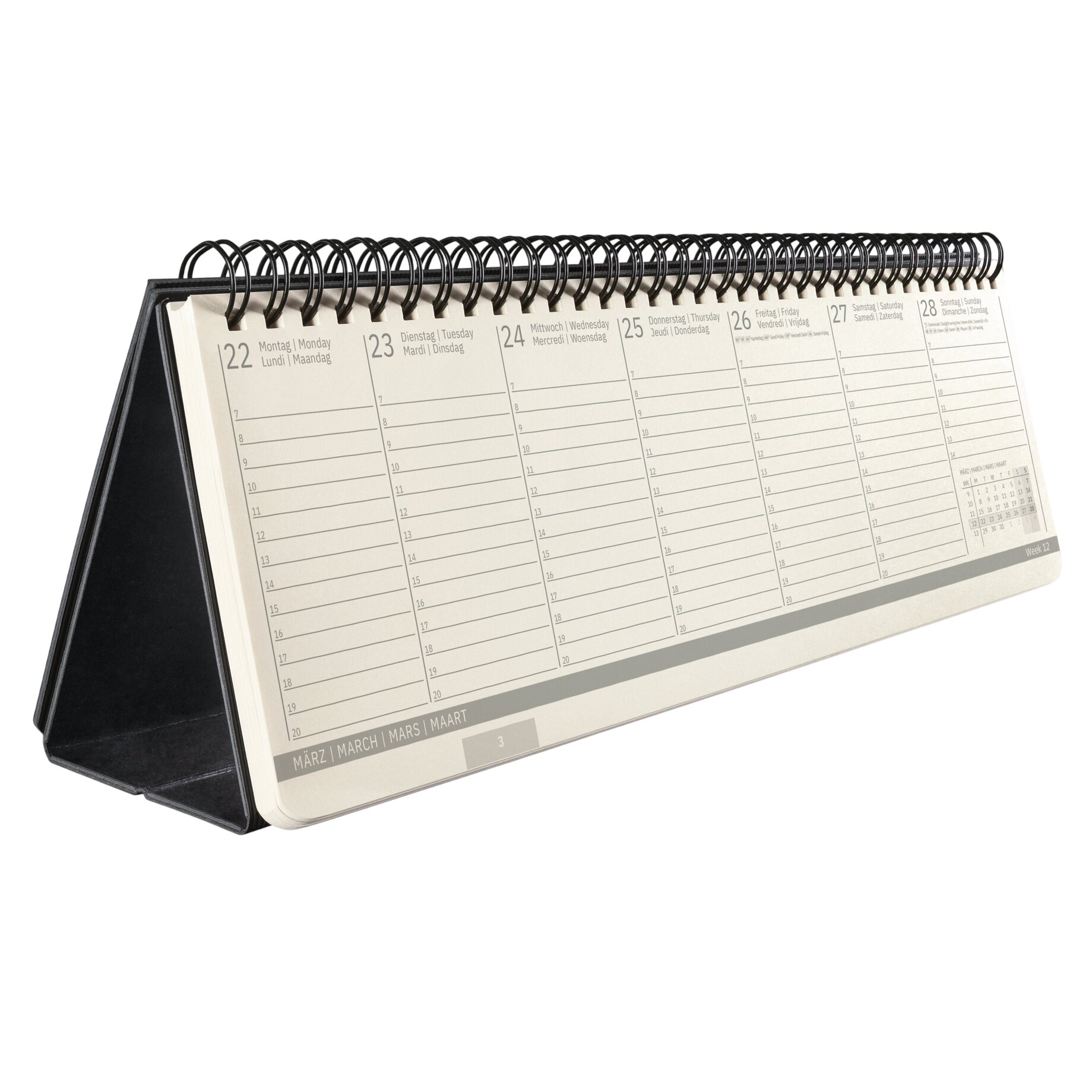 Tagesplaner, Tischkalender, Spiralbindung, Tage-Wochen-Layout, Planer