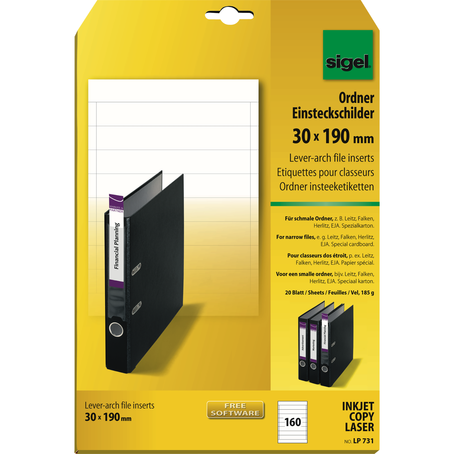 PC-Einsteckschild für Ordner
