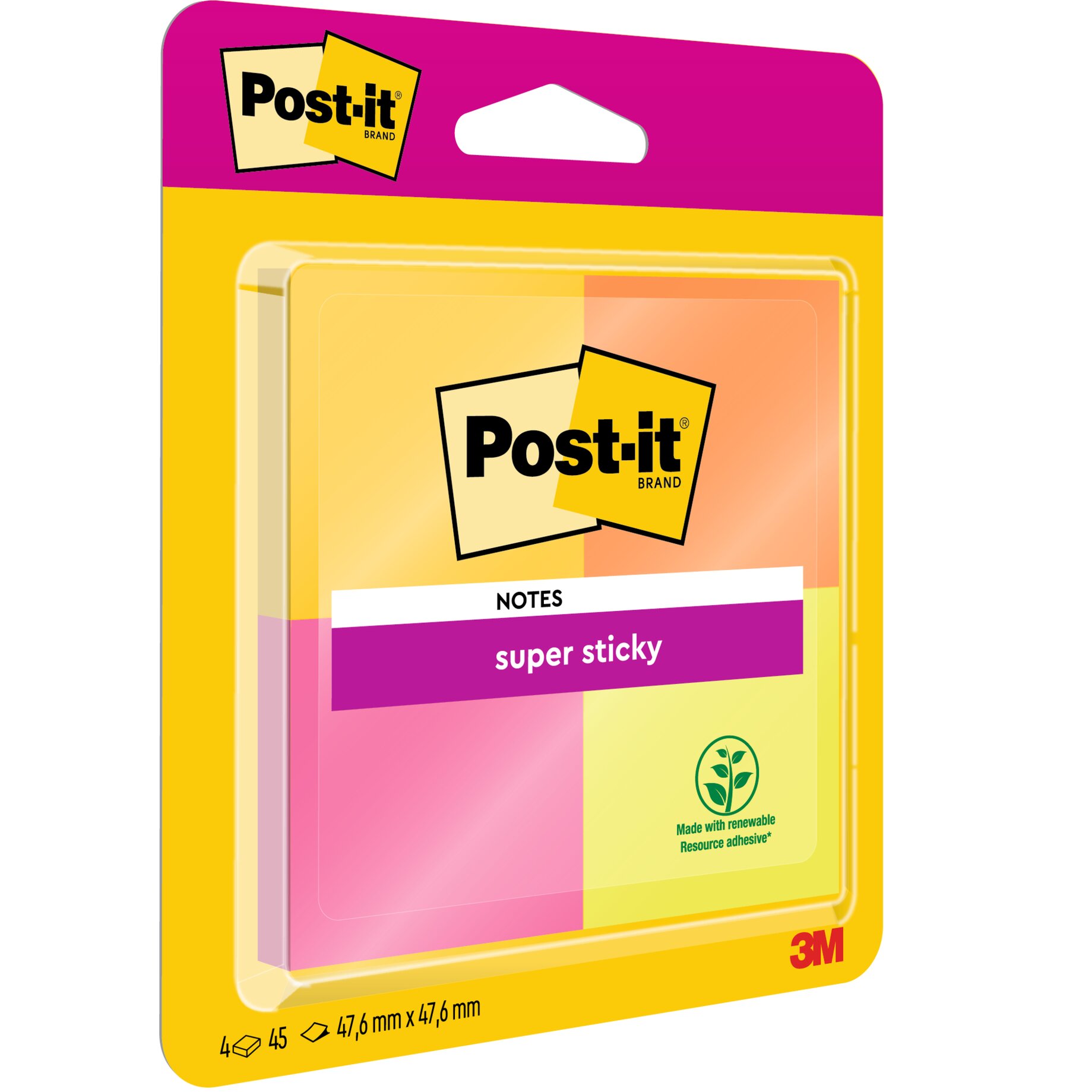 Post-it Haftnotiz Super Sticky Notes 47,6x47,6mm 4St