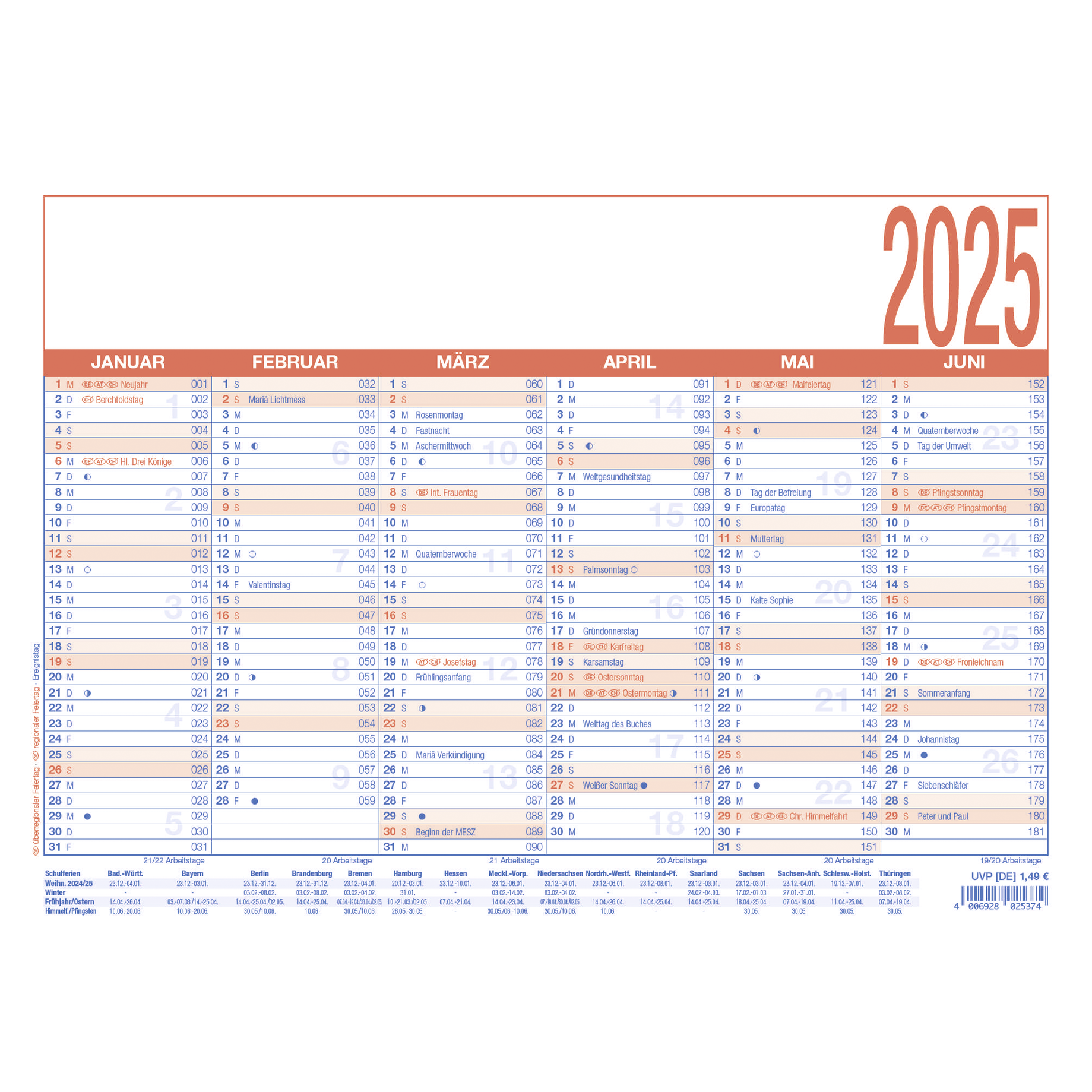 Arbeitstagekalender 910