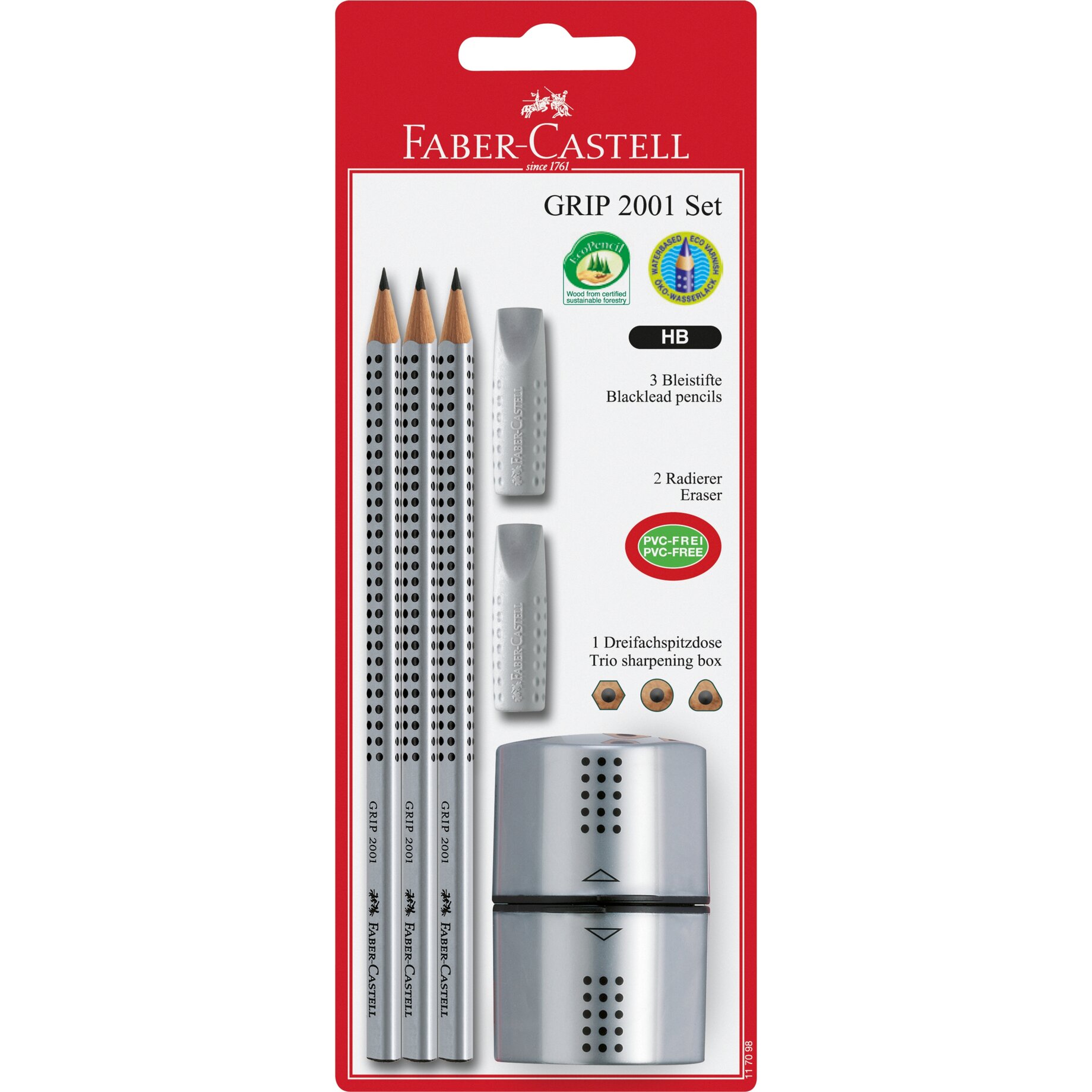 Faber-Castell Bleistiftset Grip 2001 si BK