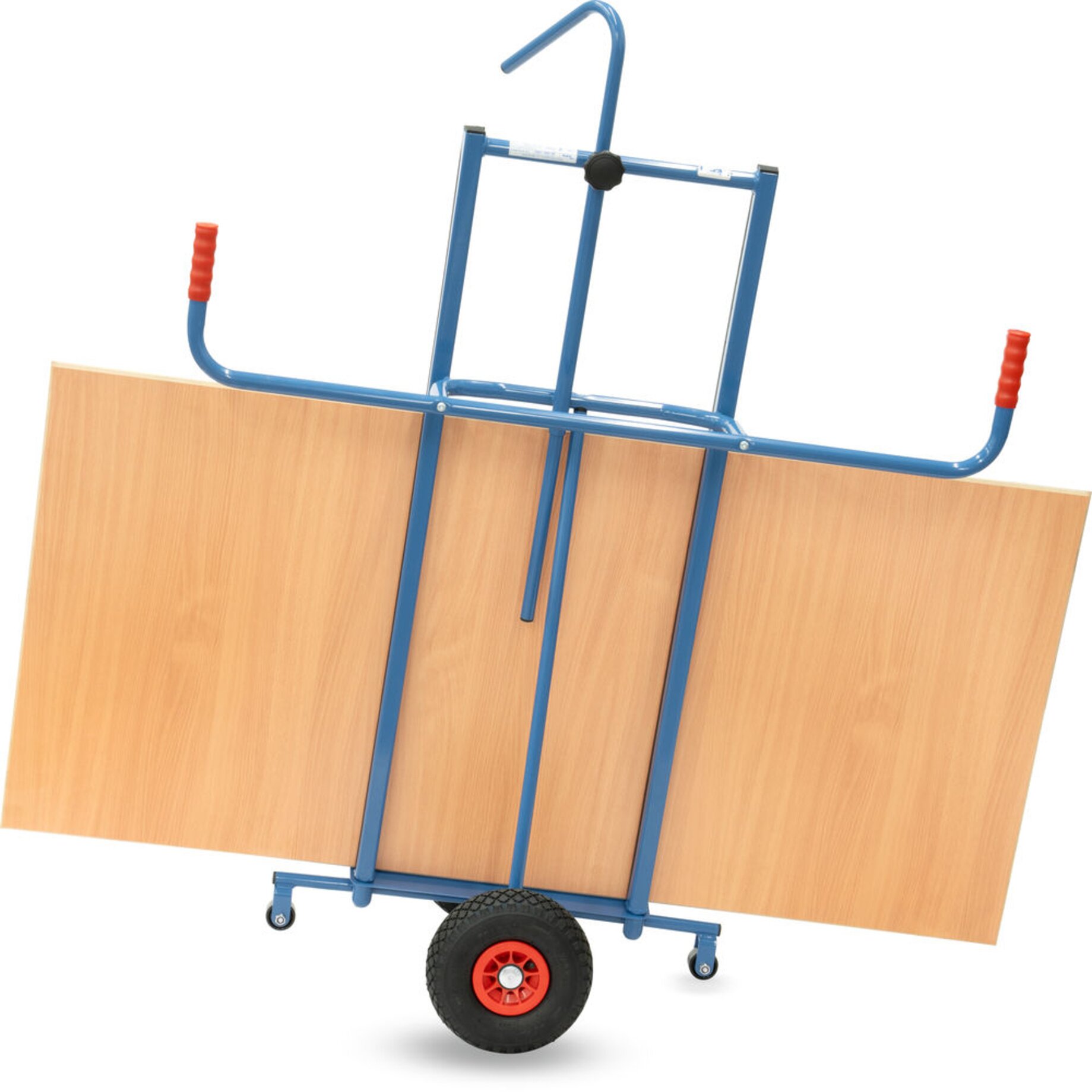 Transportroller, Holzplatte, Drahtgestell, Gepackter Transportwagen, Räder mit Gummi