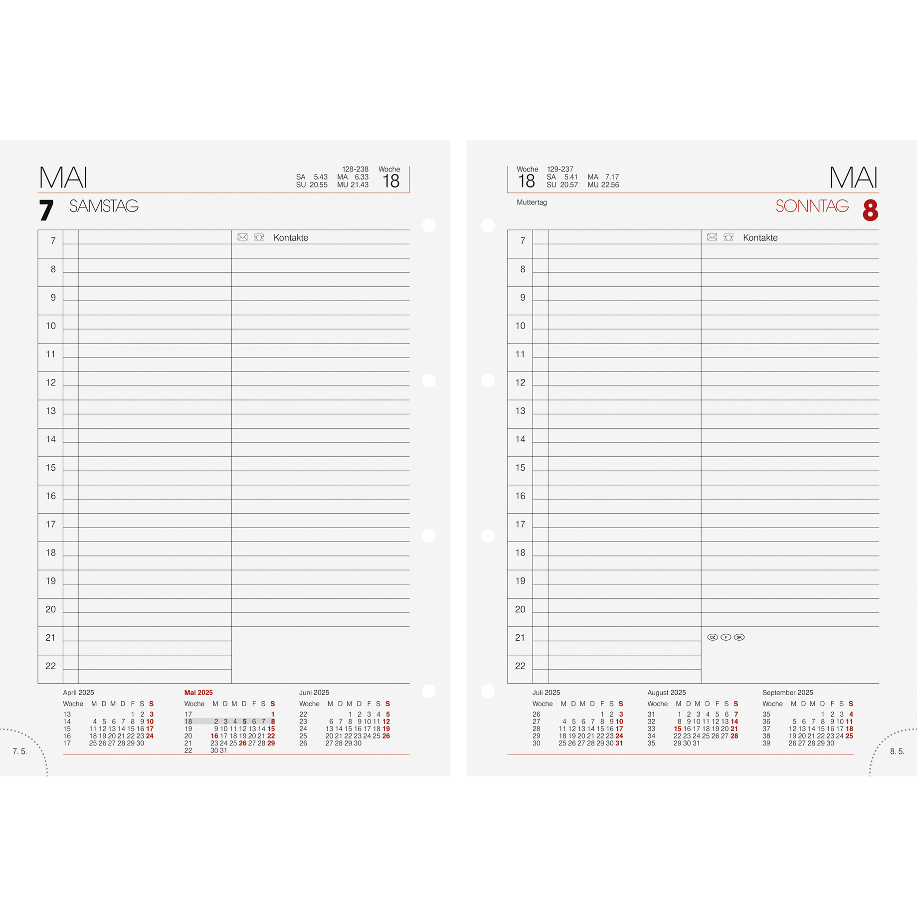 Ersatzkalender für Modell 765