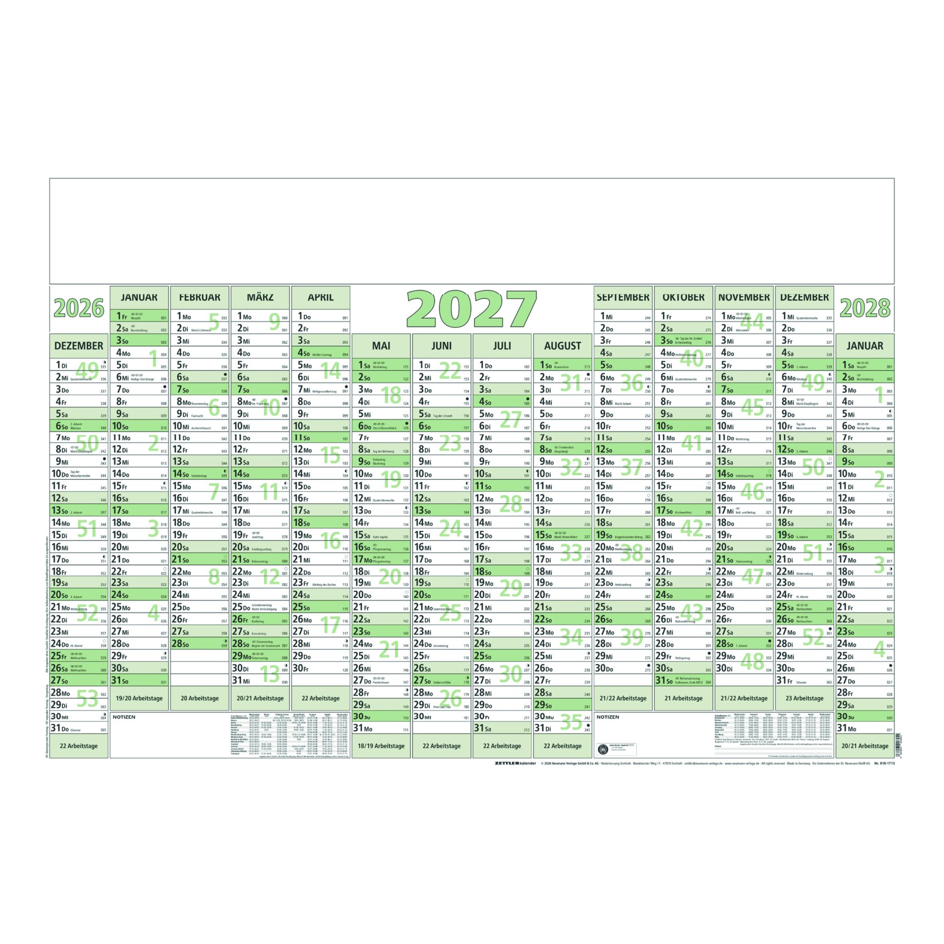 Kalender, Jahreskalender, Wandkalender, Grün, Bildkalender