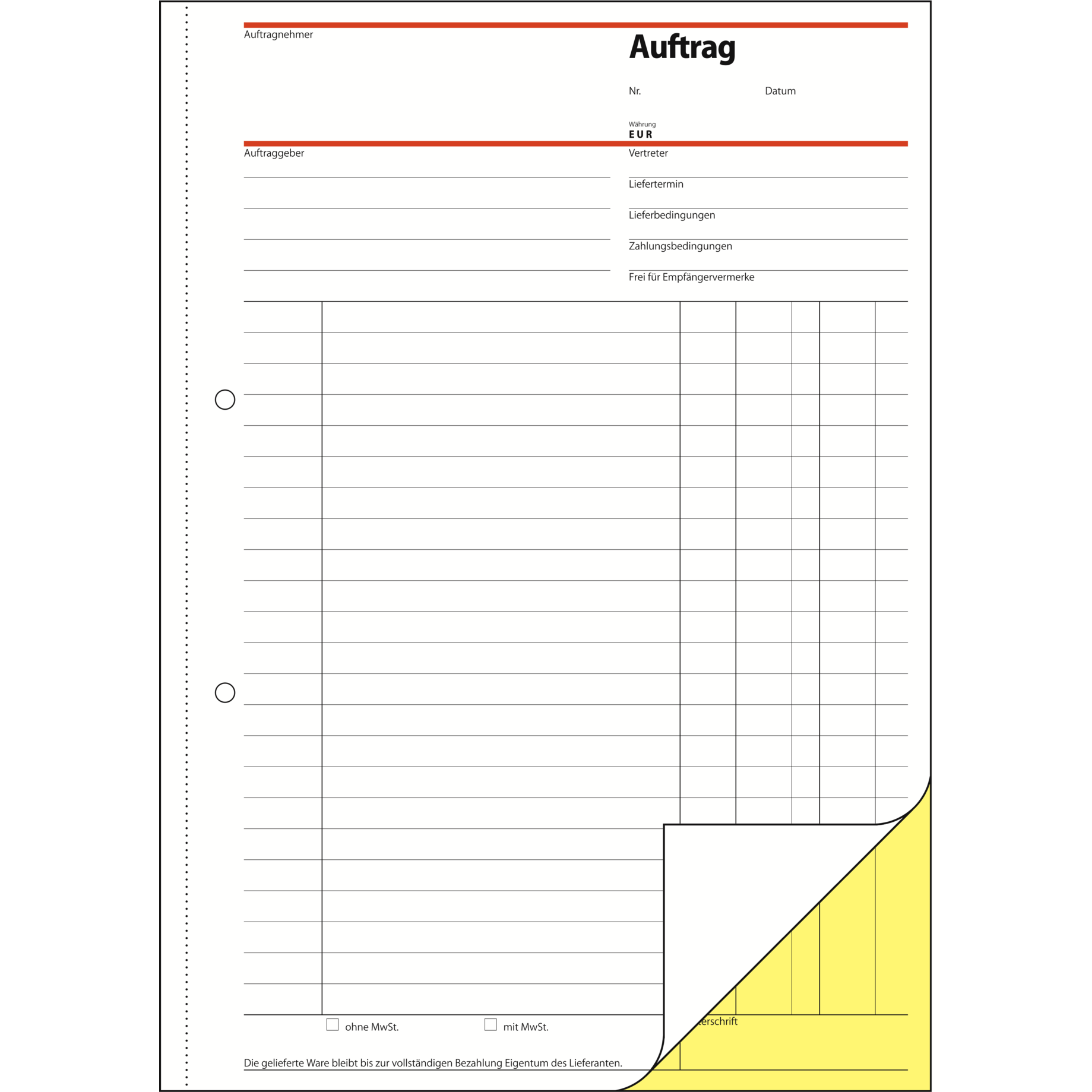 Auftragsformular SD
