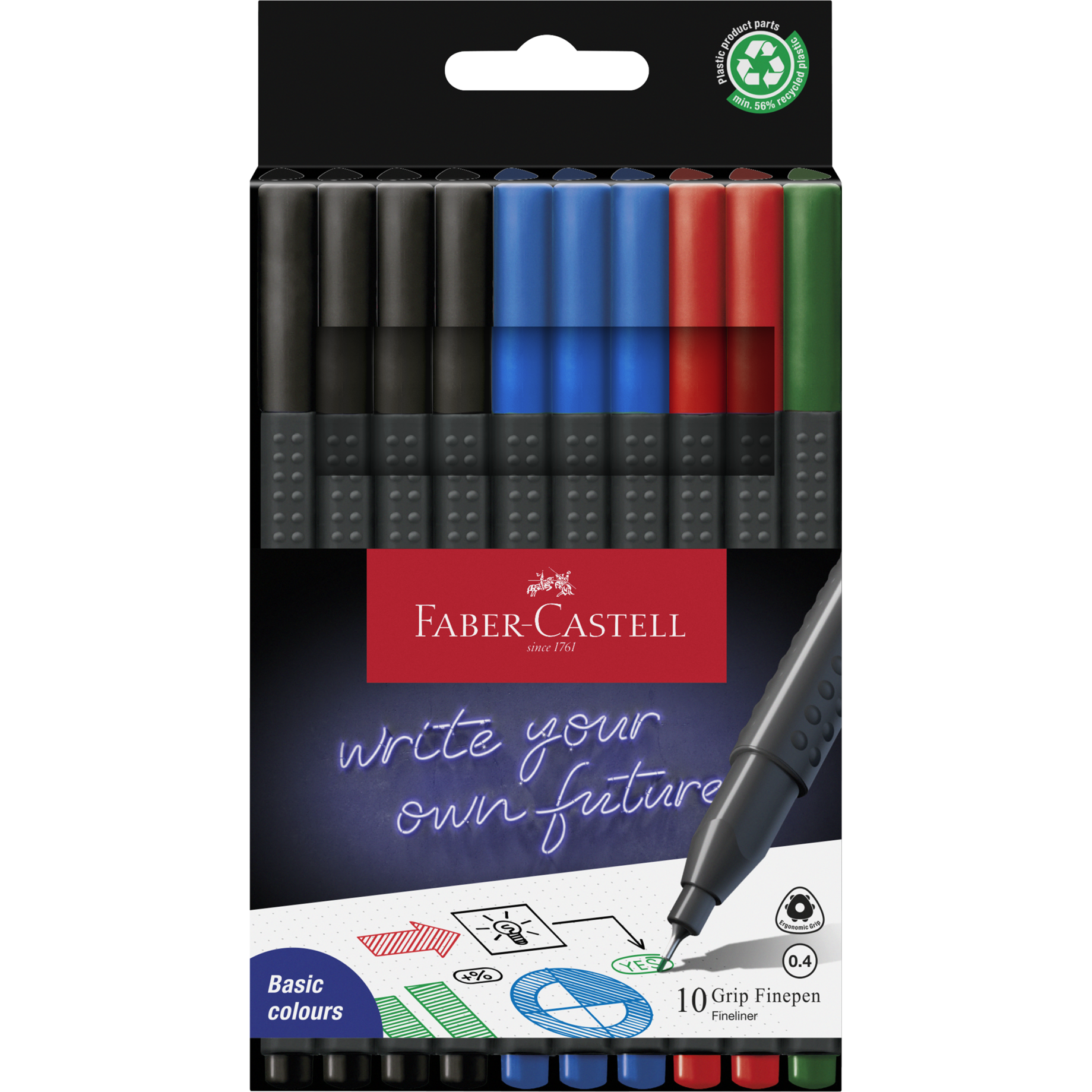 Fineliner Grip 4.0, 10er Kartonetui Office Set