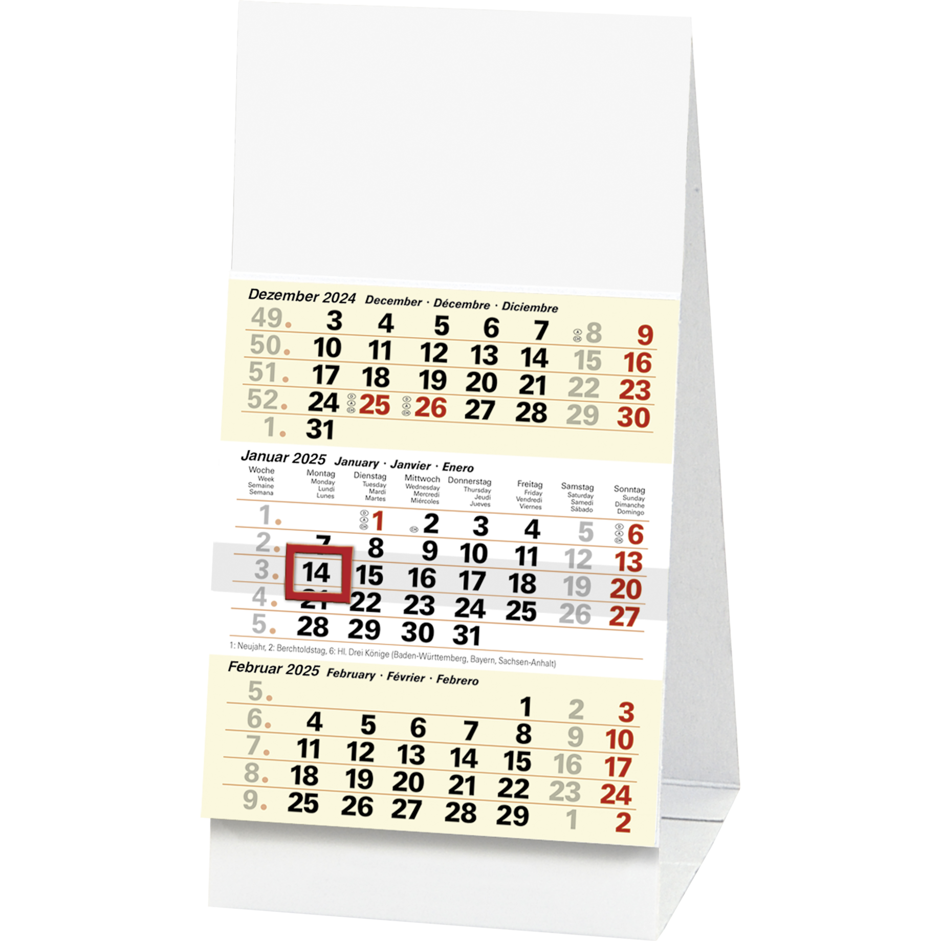 Dreimonatsaufstellkalender
