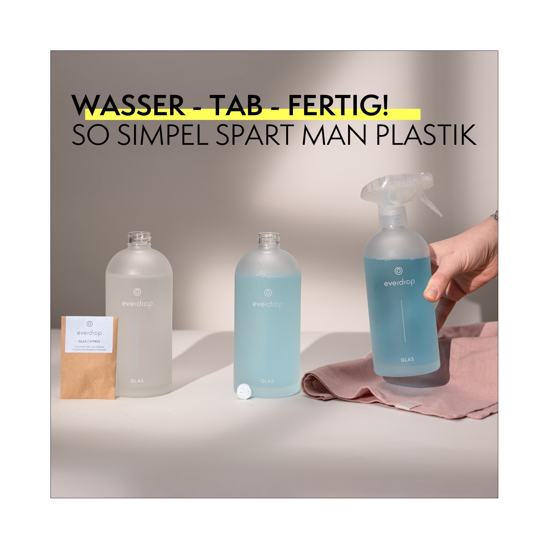 Küchenreiniger, Glasflasche grün