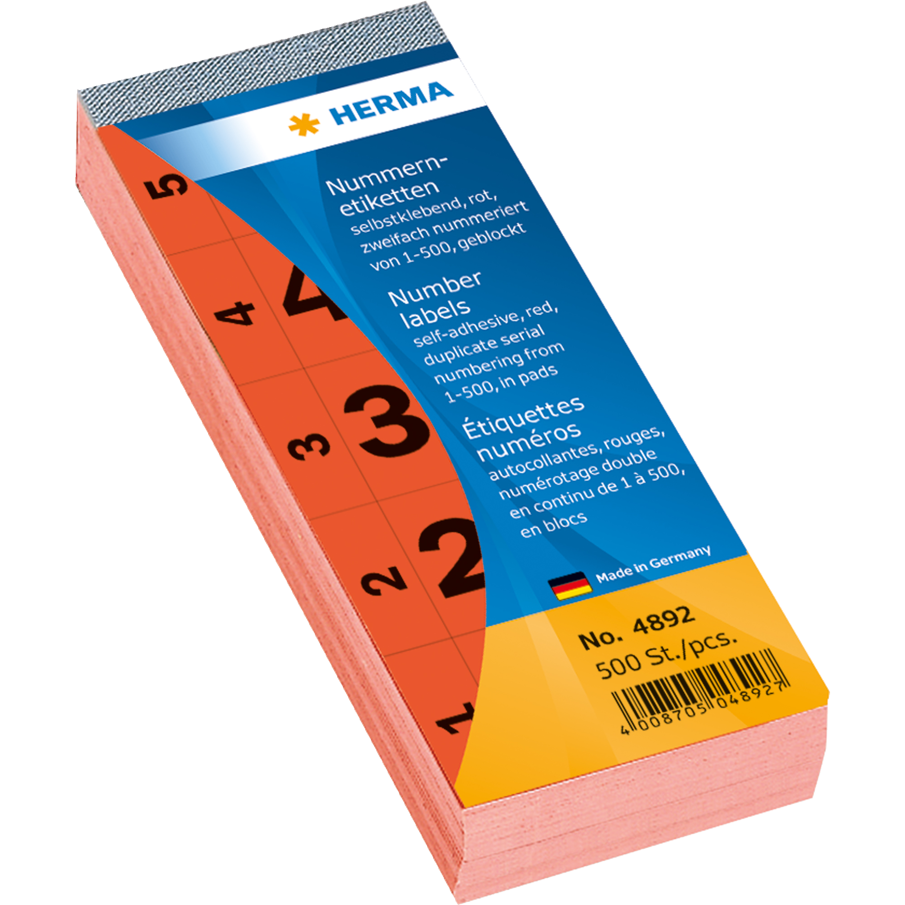 Herma Nummernblock 1-500 sk 28x56mm rot 500 St./Pack.