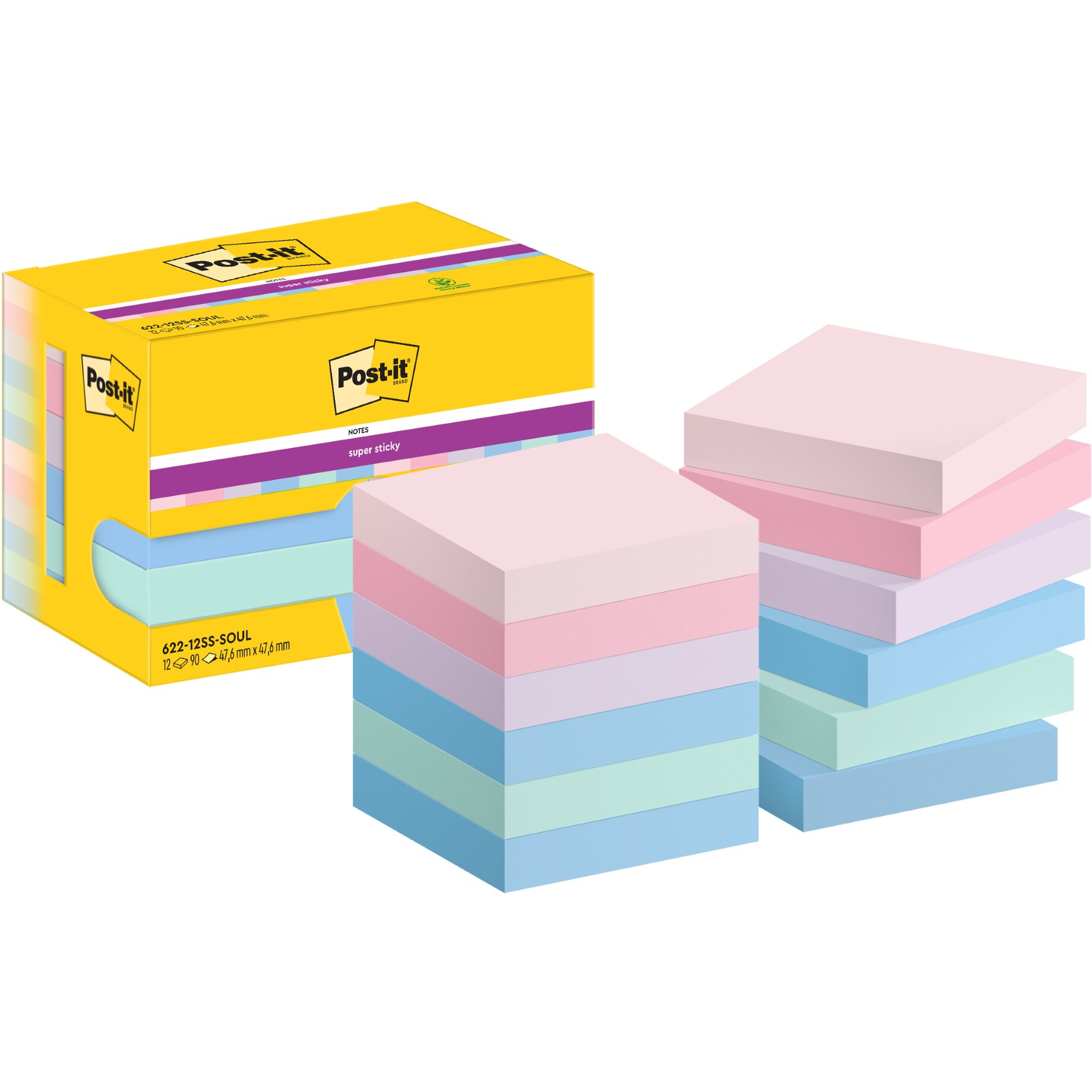 Post-it Haftnotiz Super Sticky 47,6x47,6mm 12x90Bl