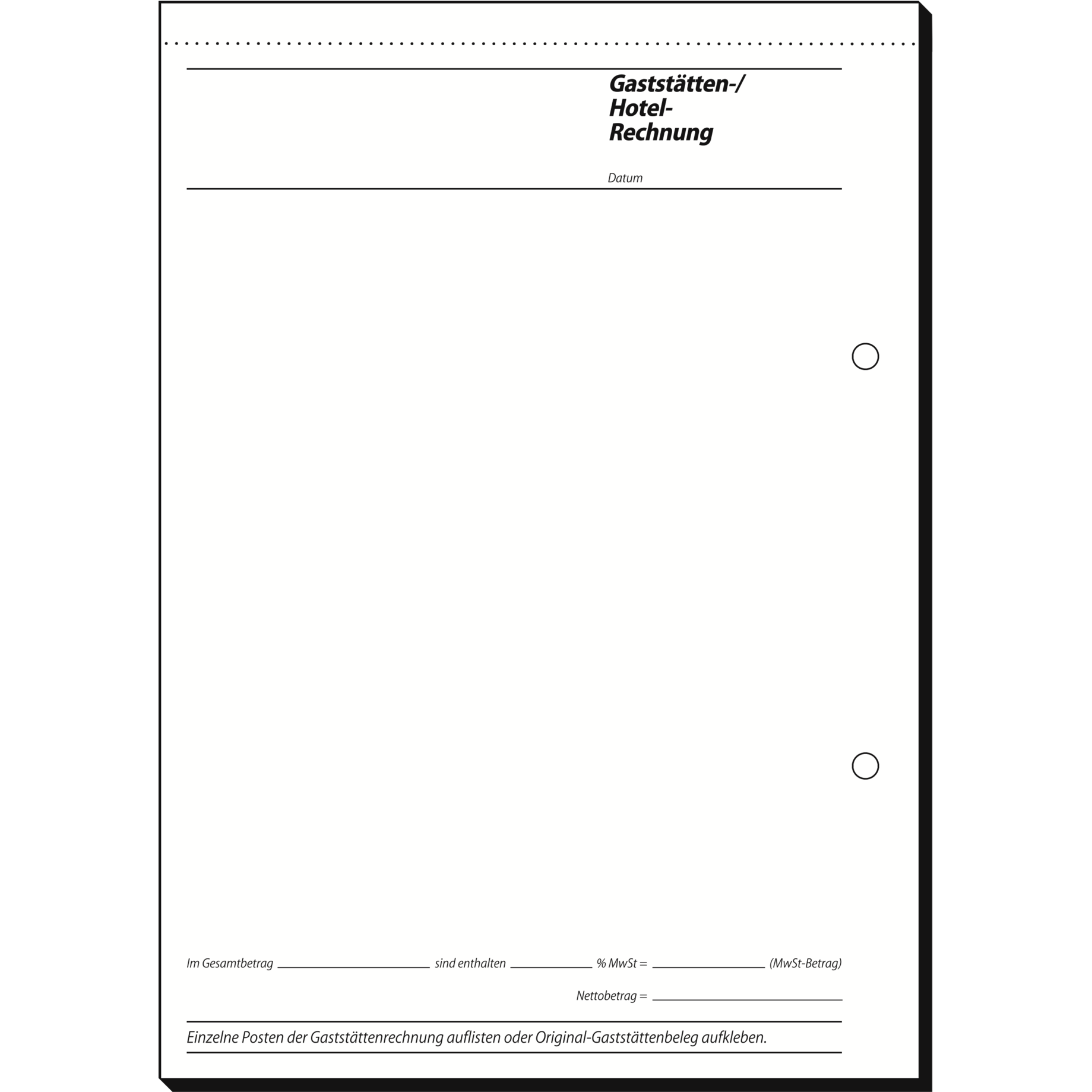 Bewirtungsspesennachweis/Gaststättenrechnung