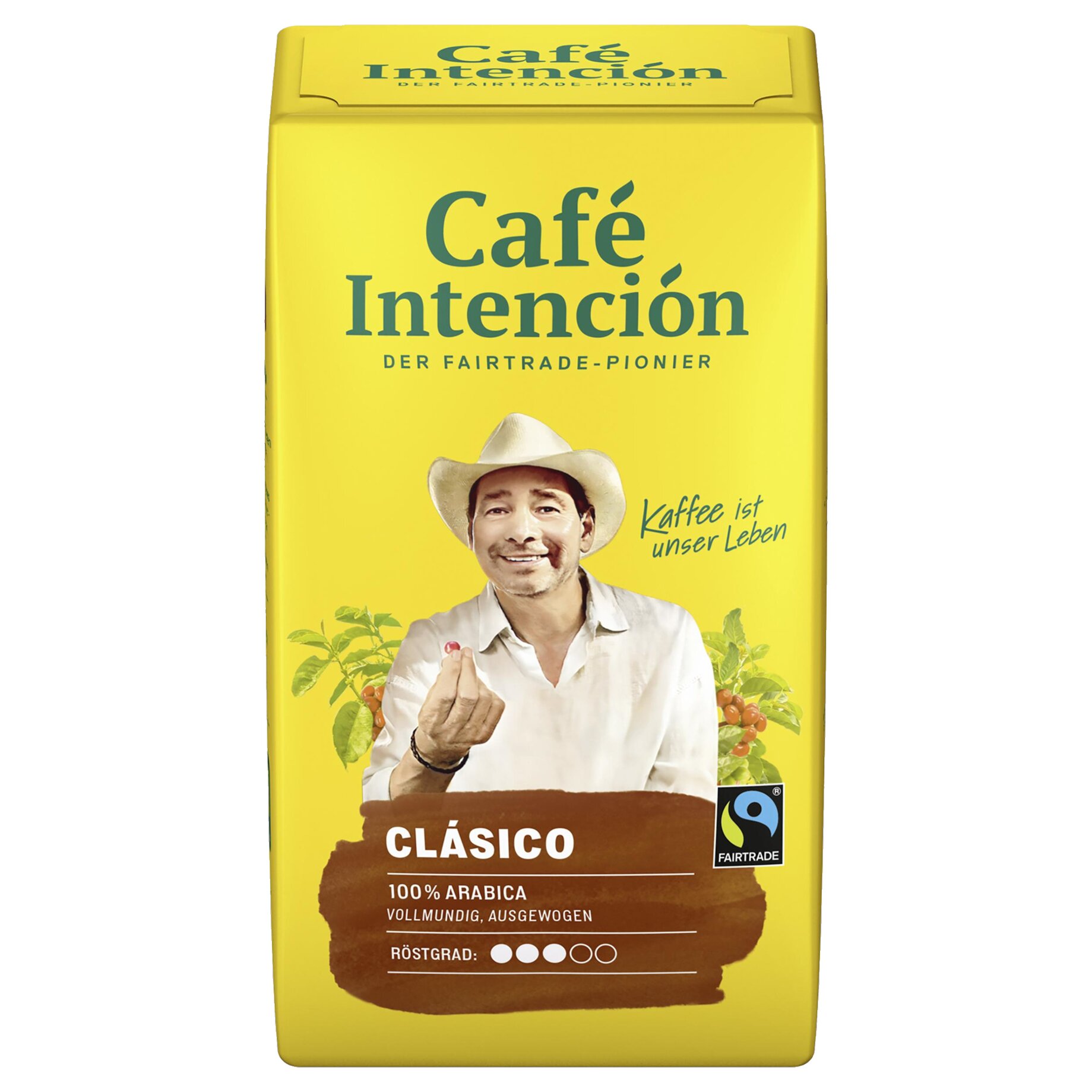 Hut, Kräuterig, Erwachsener, Mann, Person, Kaffee, Kaffeepackung, Arabica, Clásico, Fairtrade, Kaffee, 100% Arabica, Clásico, Gelbe Verpackung, Fairtrade