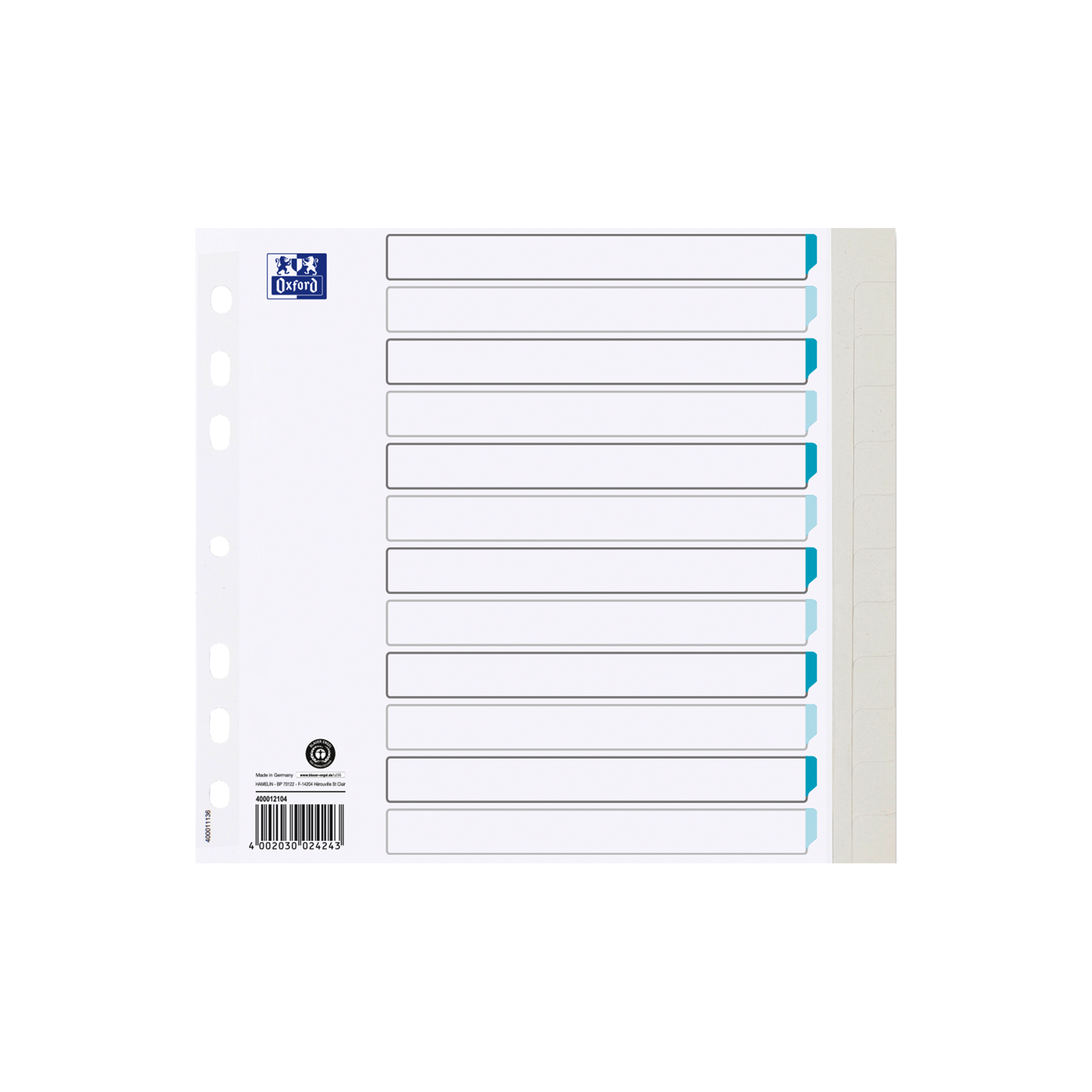 Register blanko, Tauenpapier, hellgrau